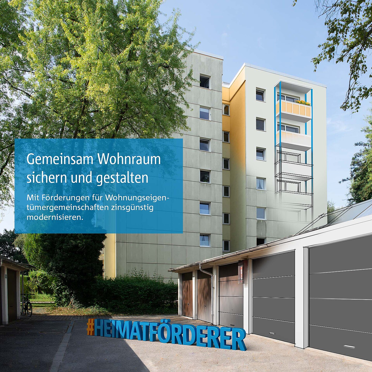 Modernisiertes Wohnungshaus durch staatliches Modernisierungs-Förderprogramm der BayernLabo: Energetische und nichtenergetische Sanierungen für Wohnungseigentümergemeinschaften